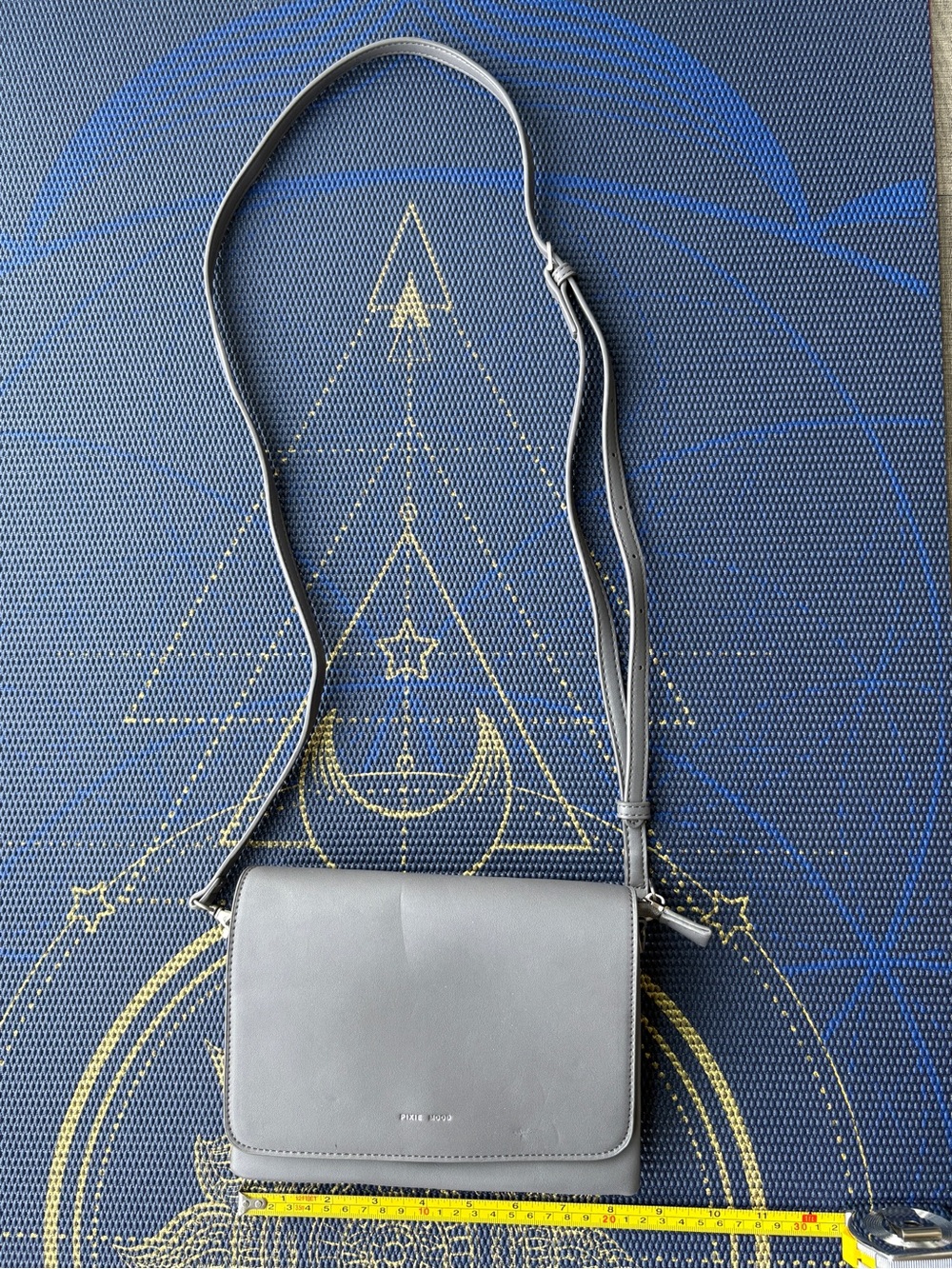 Gray Faux Leather Crossbody Bag - Pixie Mood